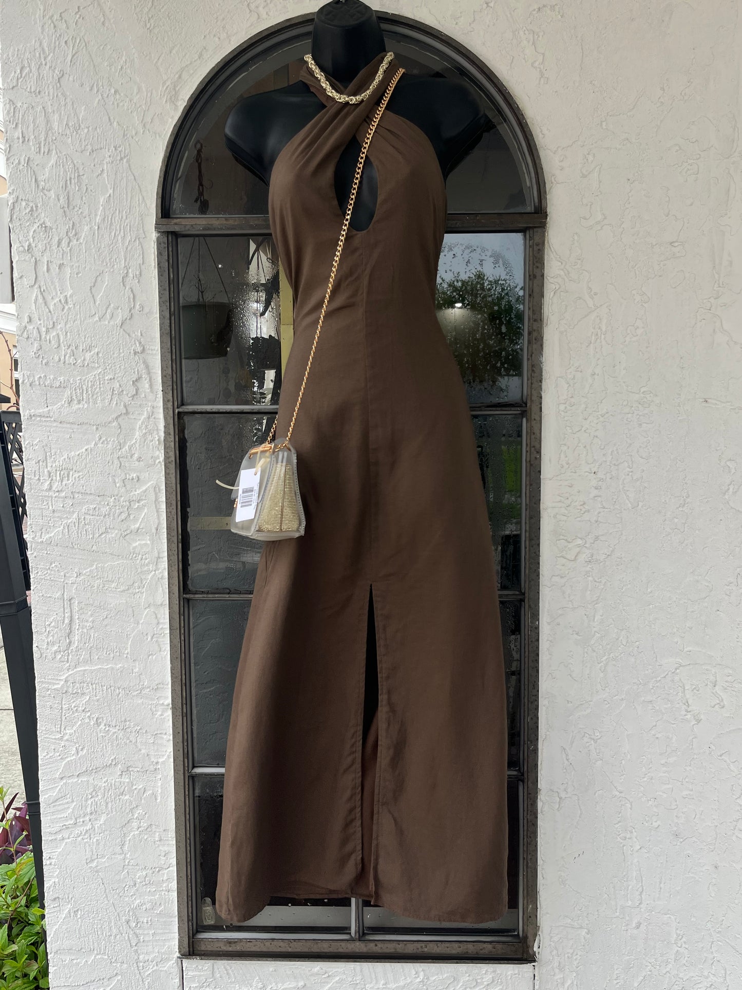 Criss Cross Halter Neck Dress