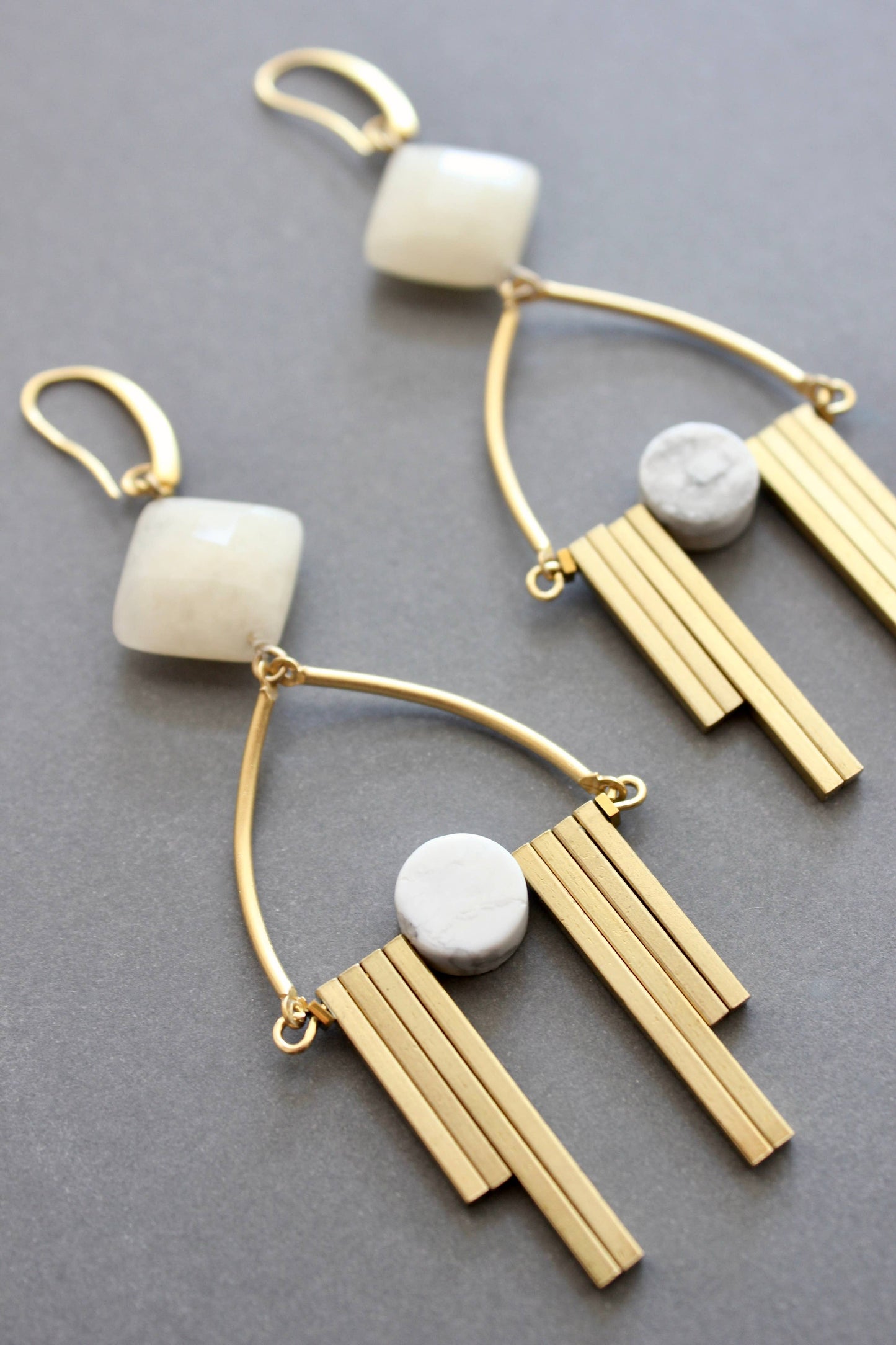 Calcite and Magnesite Art Deco Earrings