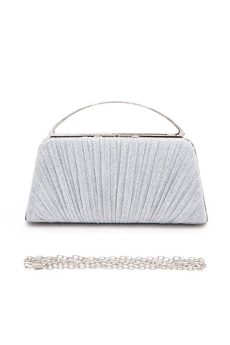 Lurex Pleated Top Handle Box Clutch