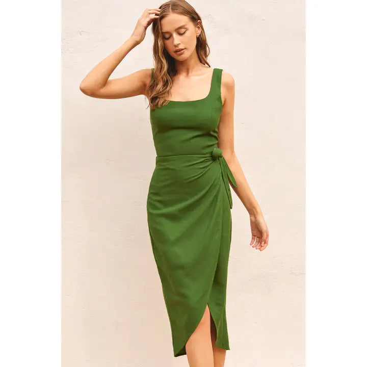 Tulip Hem Midi Wrap Dress