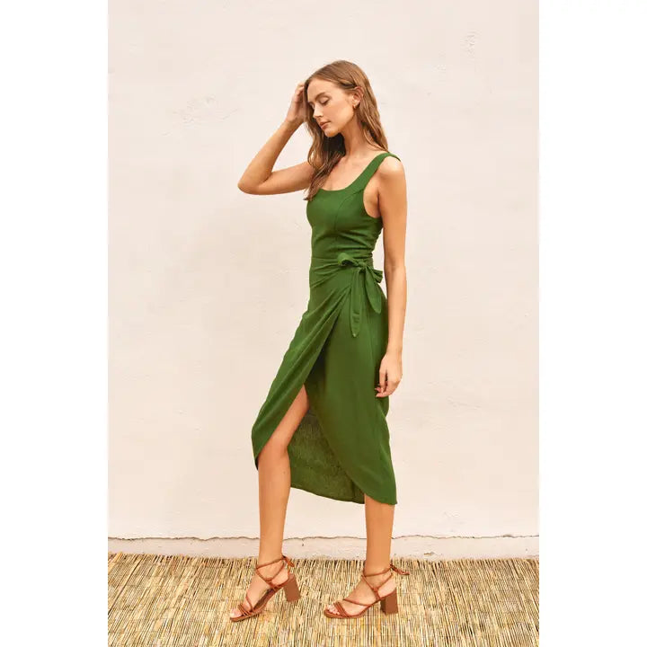 Tulip Hem Midi Wrap Dress
