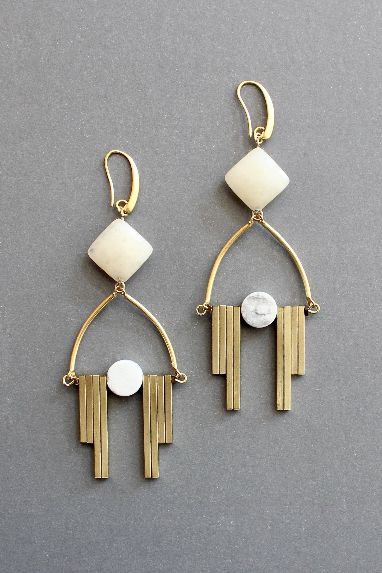 Calcite and Magnesite Art Deco Earrings