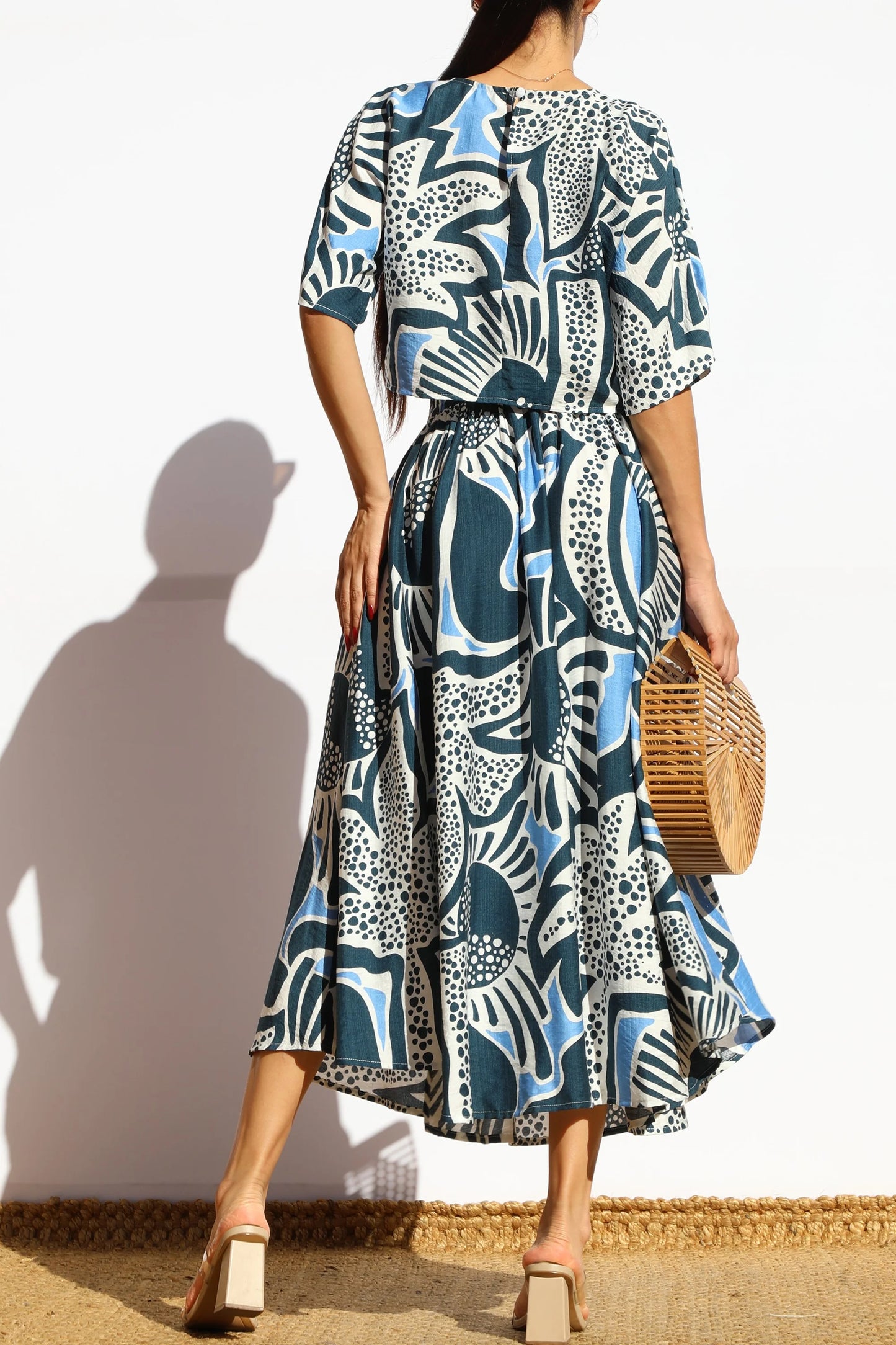 Blue Pattern Skirt Set - TOP ONLY