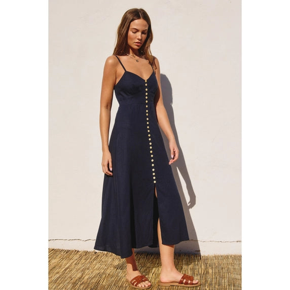 Button Front Midi Dress