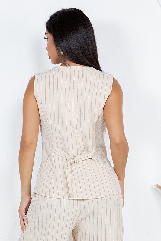 Beige Stripe Set - VEST ONLY