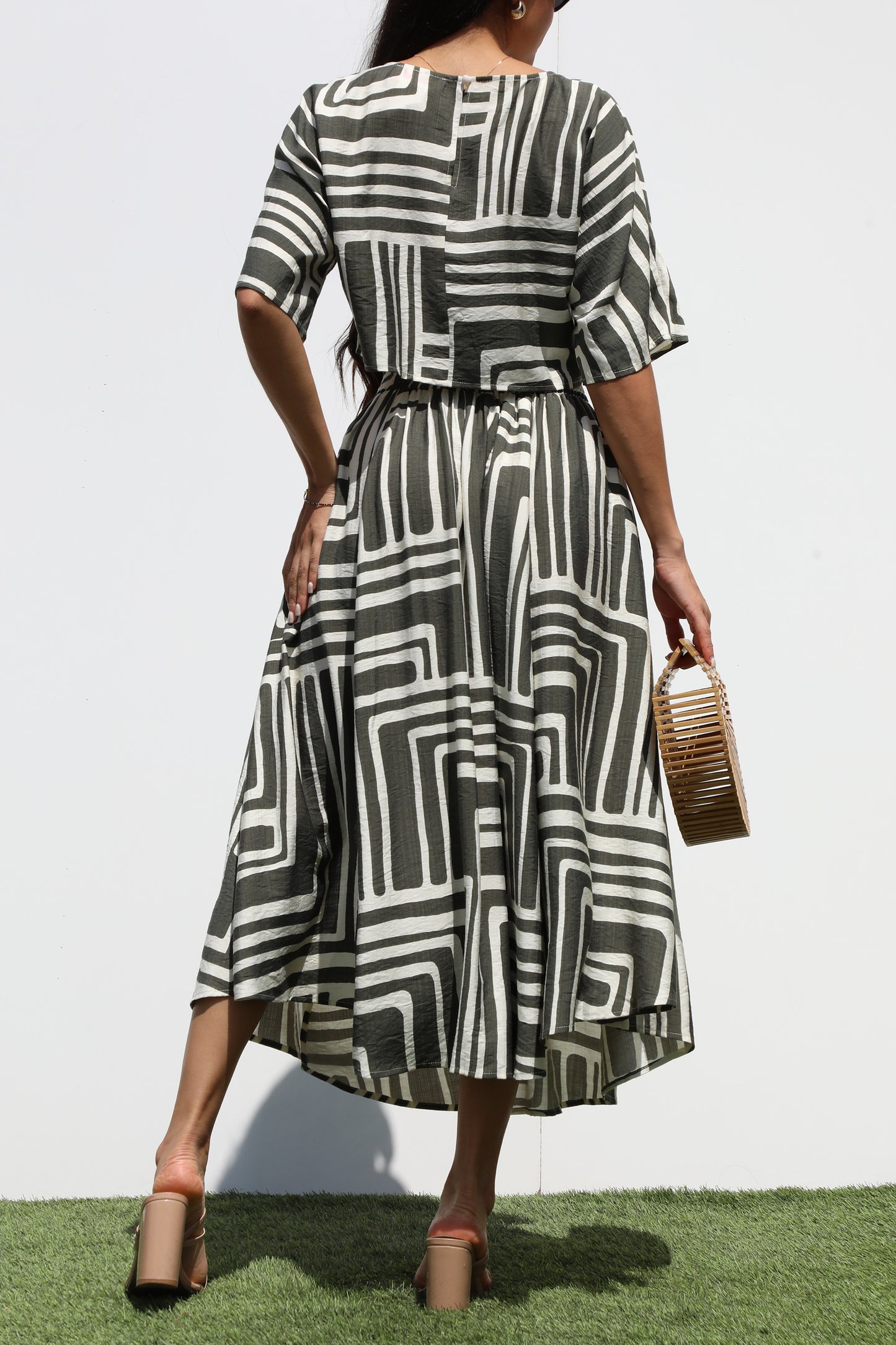 Geometric Top And Skirt Set
