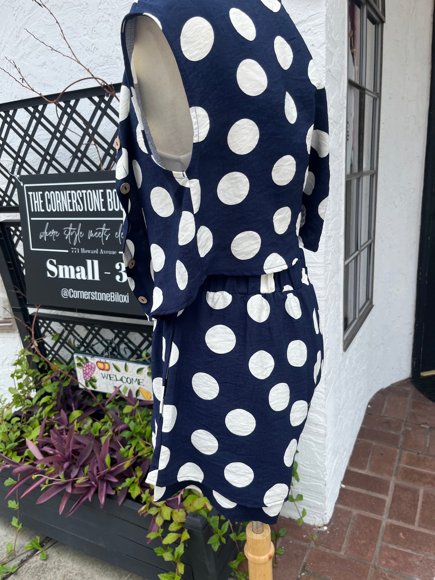 Navy Dot Set - TOP ONLY