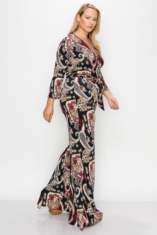 Wrap Paisley Jumpsuit