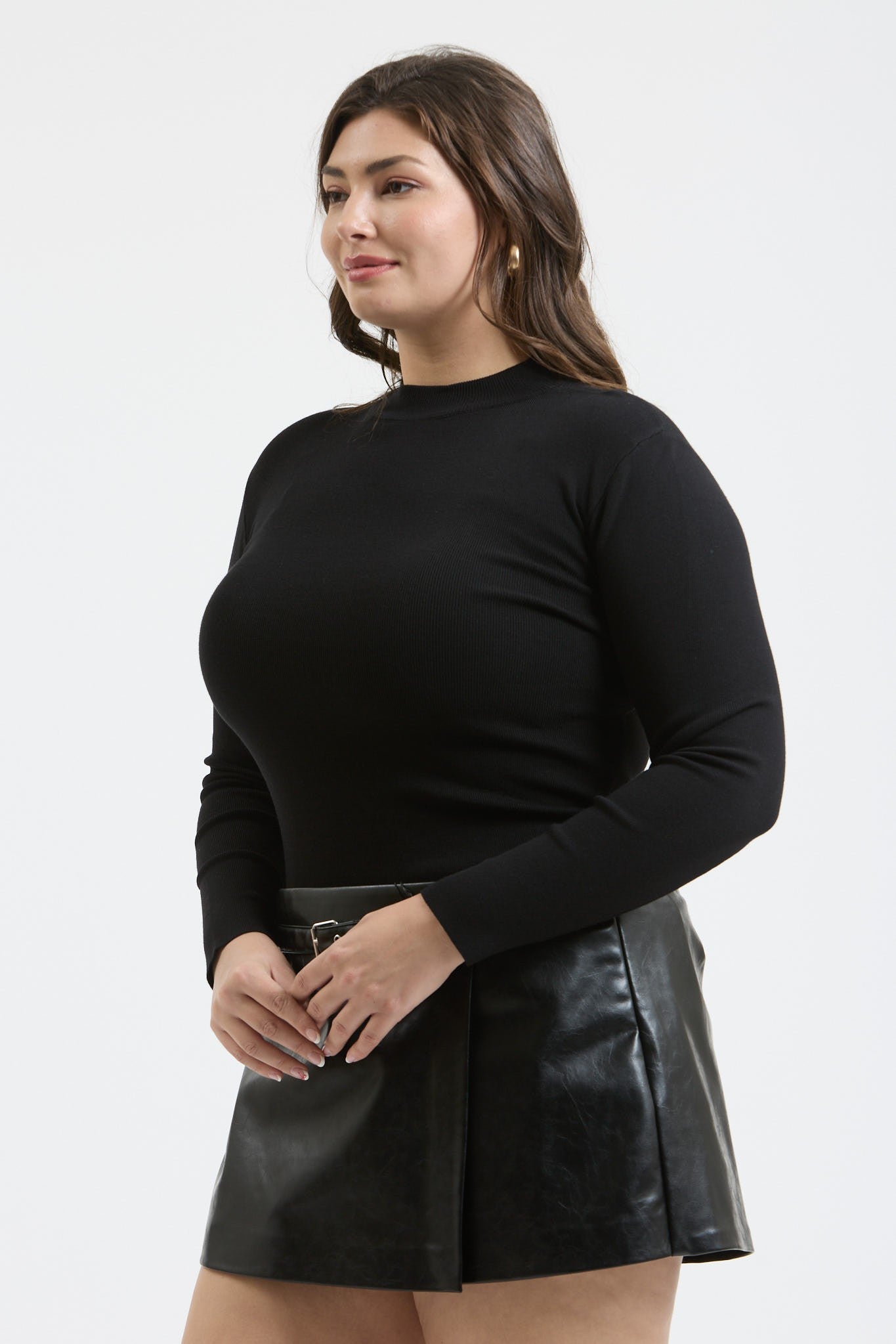 Plus Black Mock Neck Top