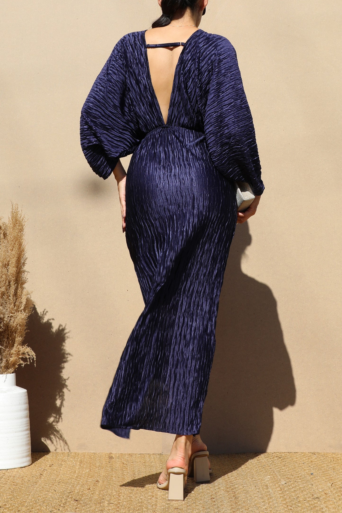 Navy Dress with Bell Sleeves