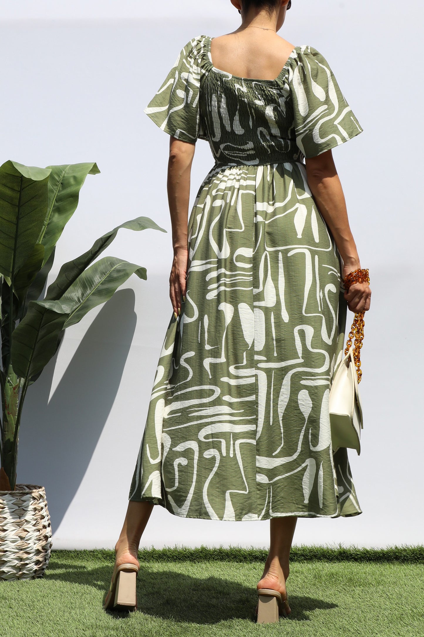 Olive Printed Dress