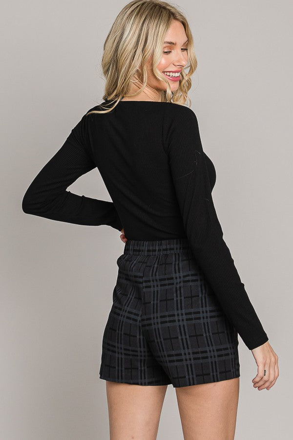 Plaid Belted Shorts