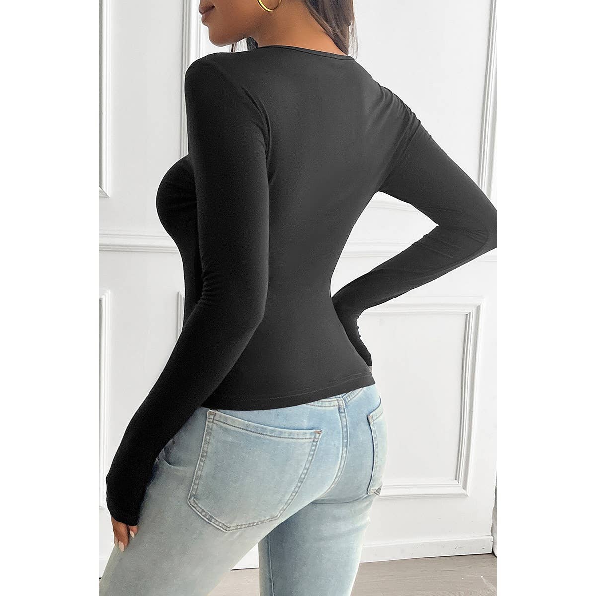 V Neck Mesh Top