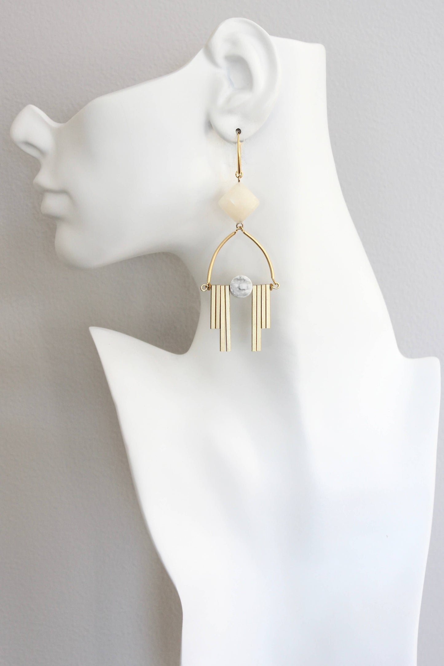 Calcite and Magnesite Art Deco Earrings