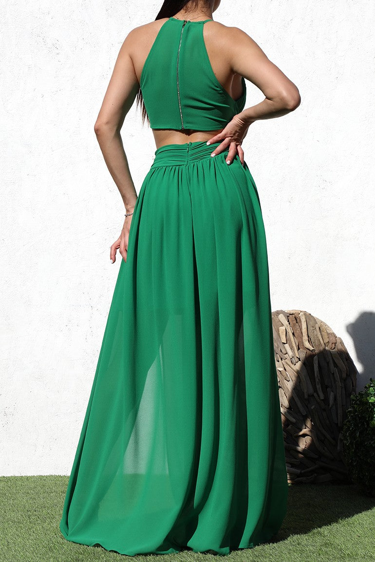 Pleated Woven Maxi Dress