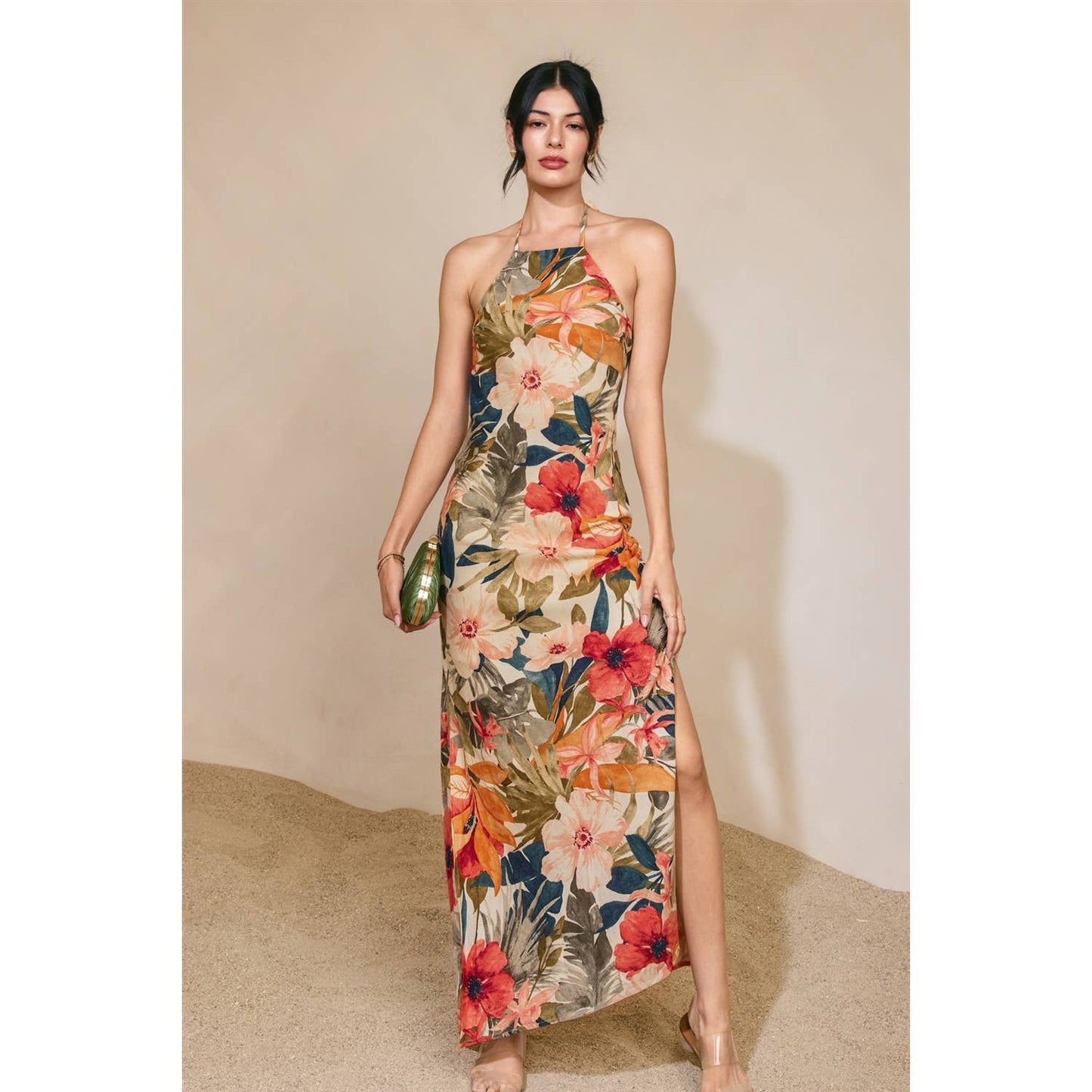 Floral Open Back Maxi Dress