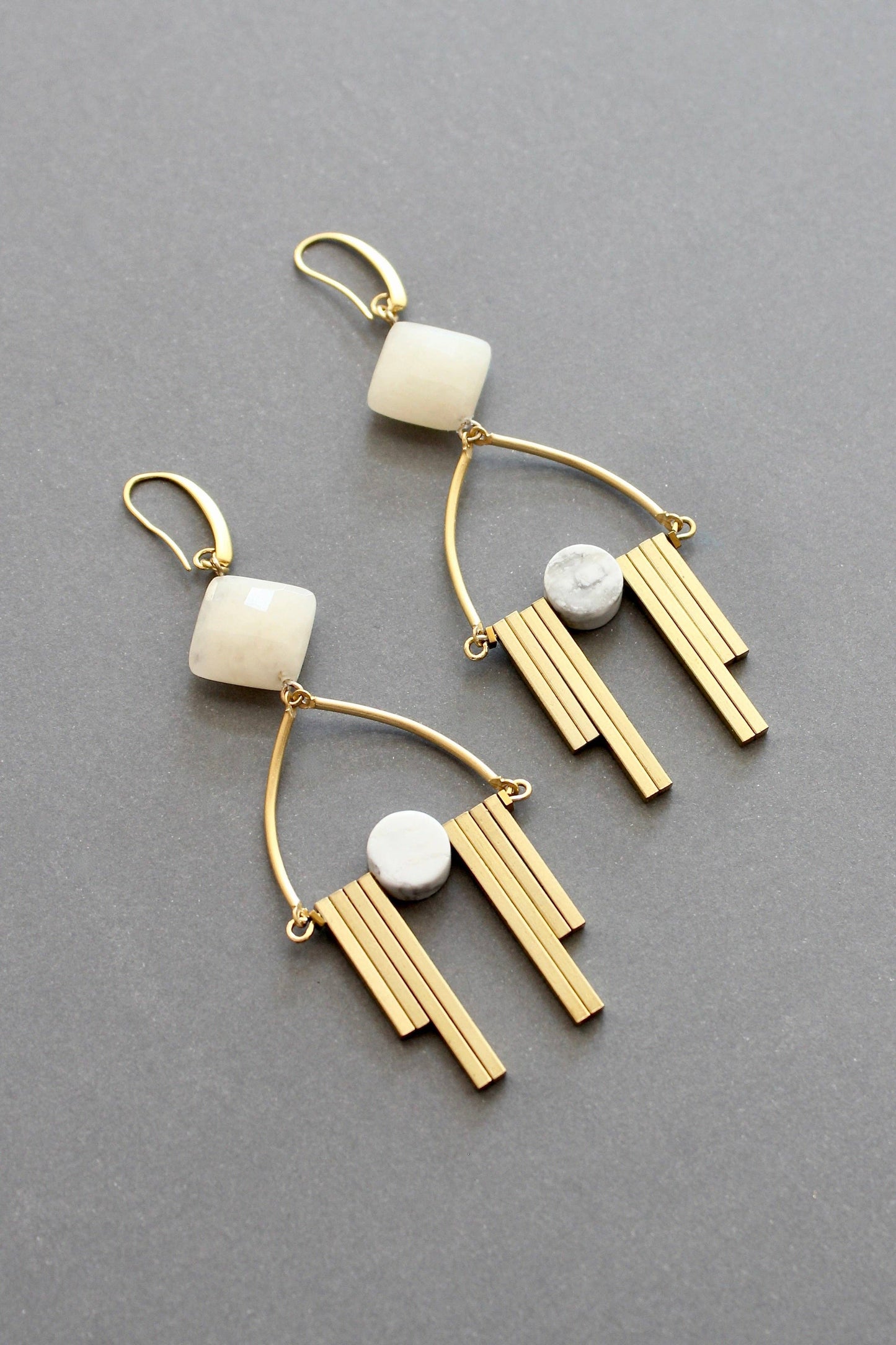 Calcite and Magnesite Art Deco Earrings
