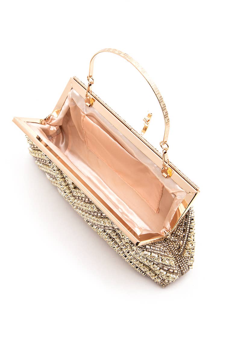 Rhinestone Iconic Top Handle Convertible Clutch Bag