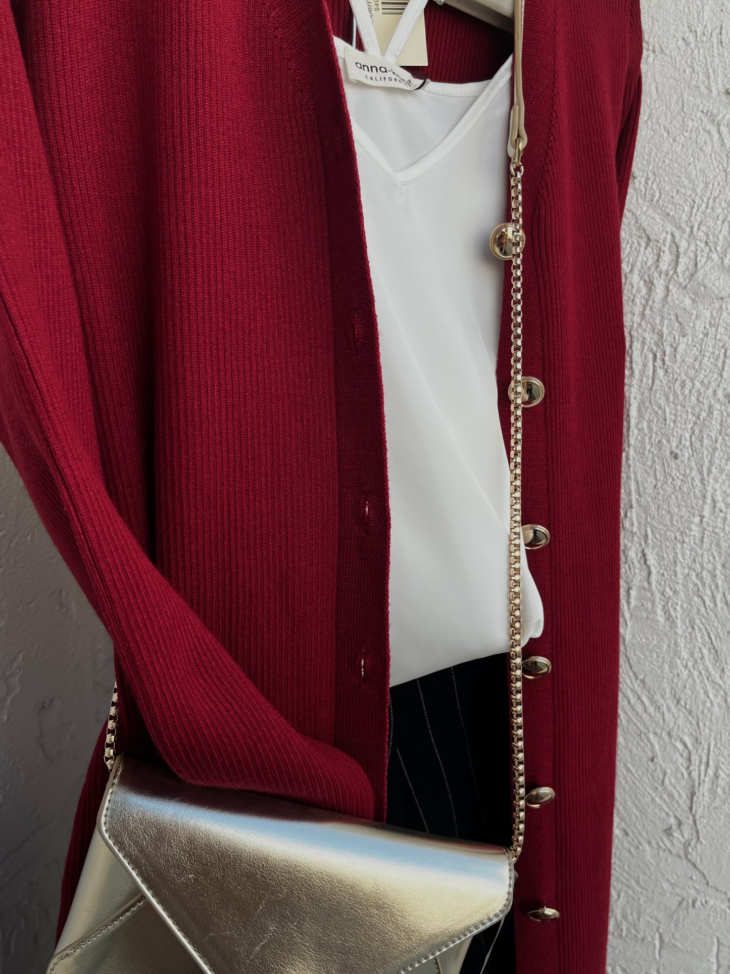 Deep Cranberry Button Sweater Dress