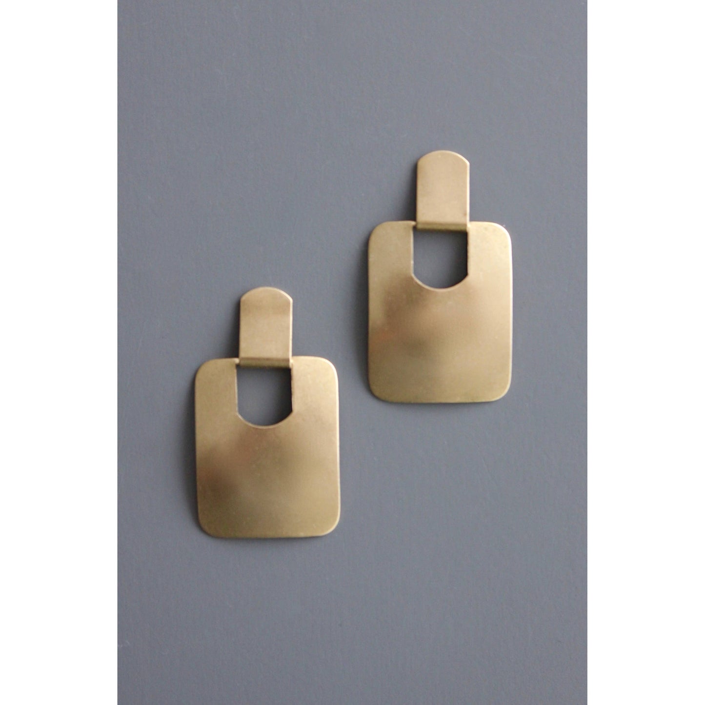 Geometric Square Brass Earrings