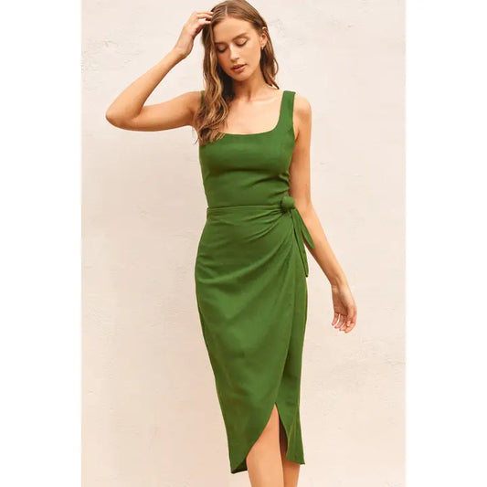 Tulip Hem Midi Wrap Dress