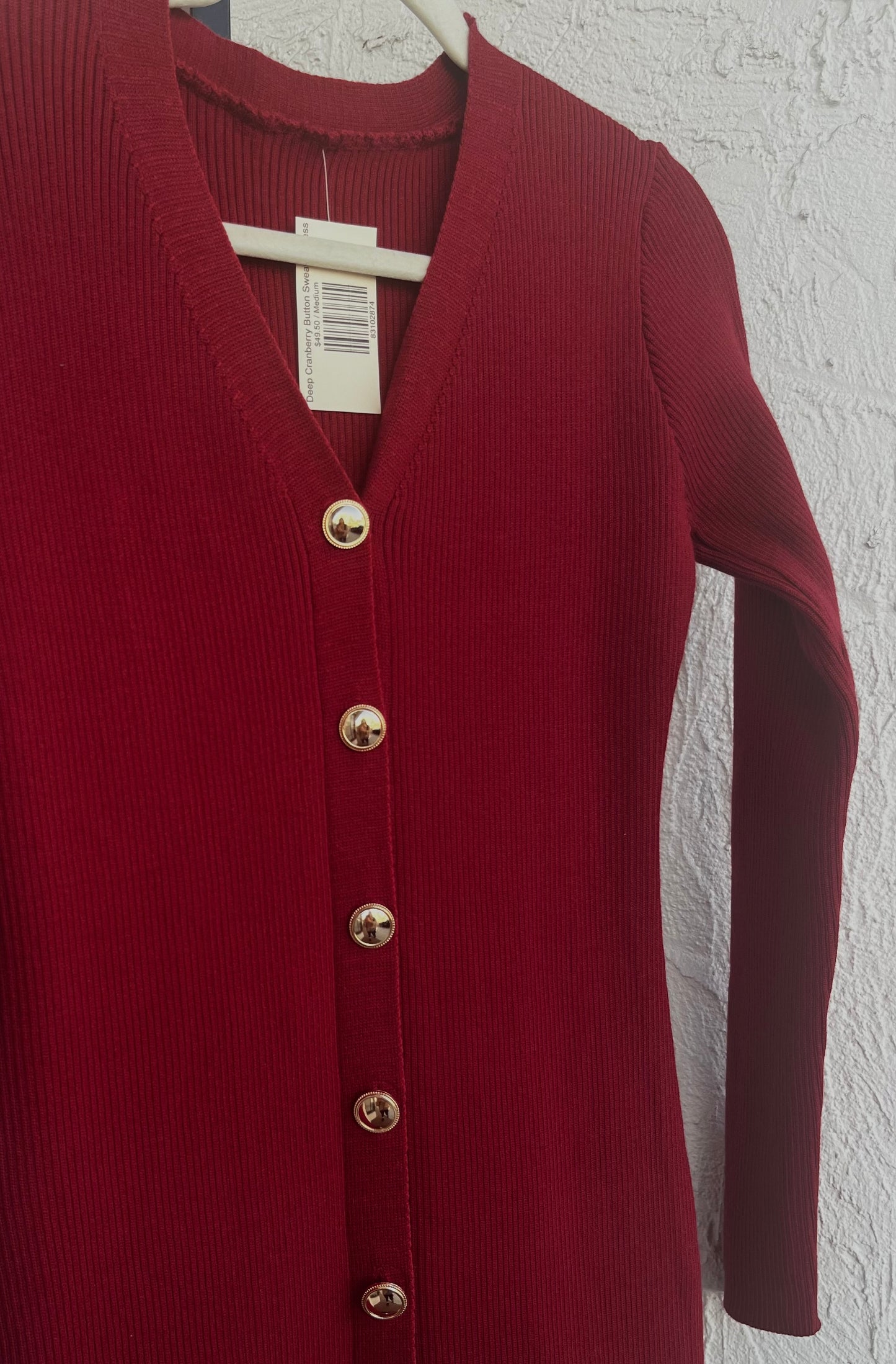 Deep Cranberry Button Sweater Dress