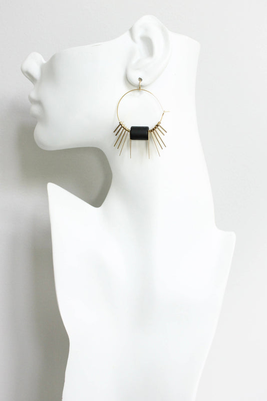 Black and Brass Geometric Earrings