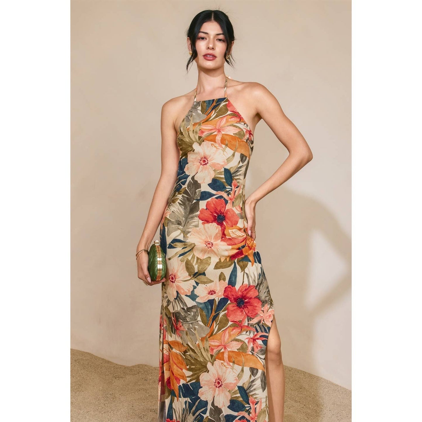 Floral Open Back Maxi Dress