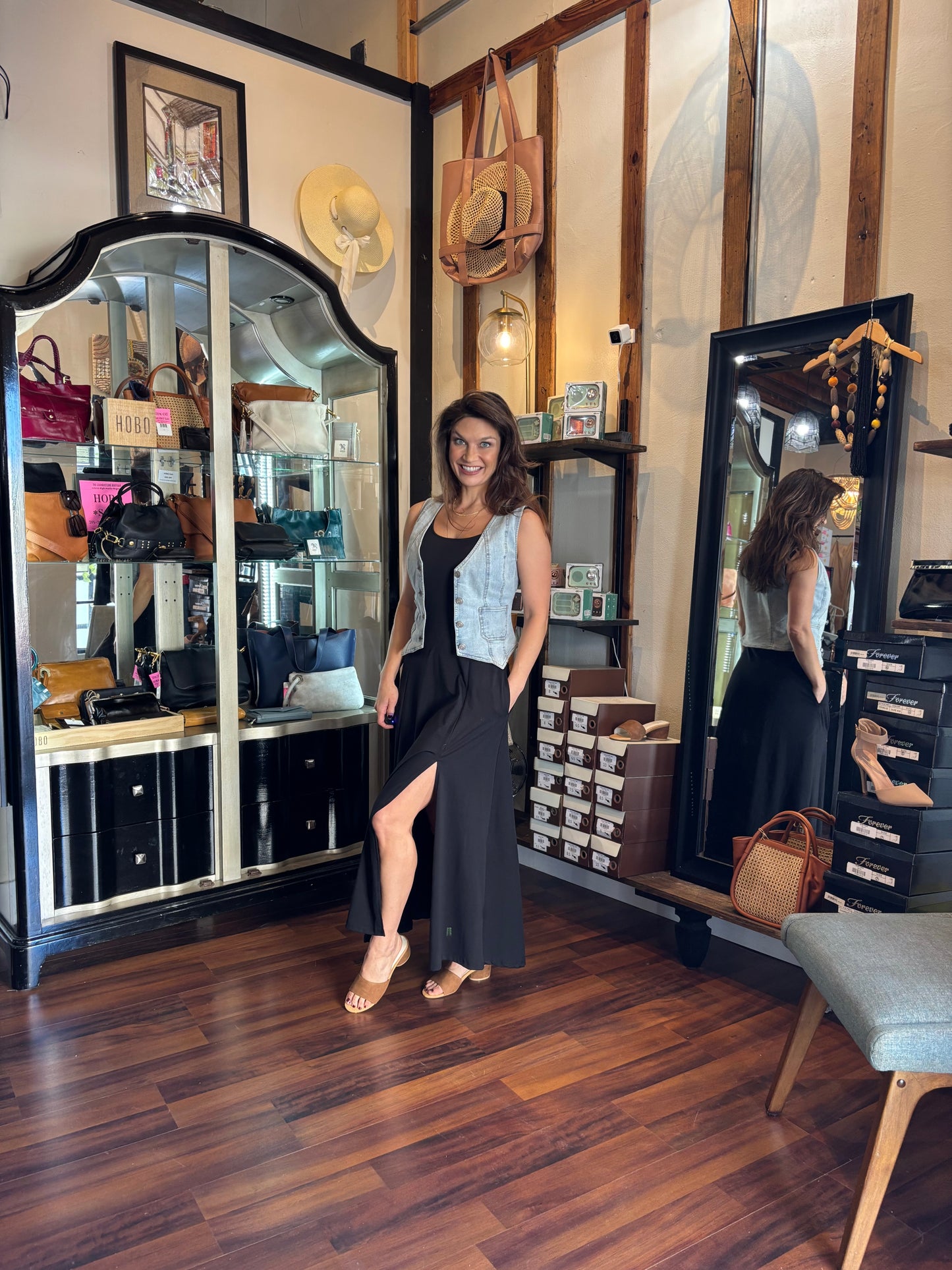 Side Slit Black Midi
