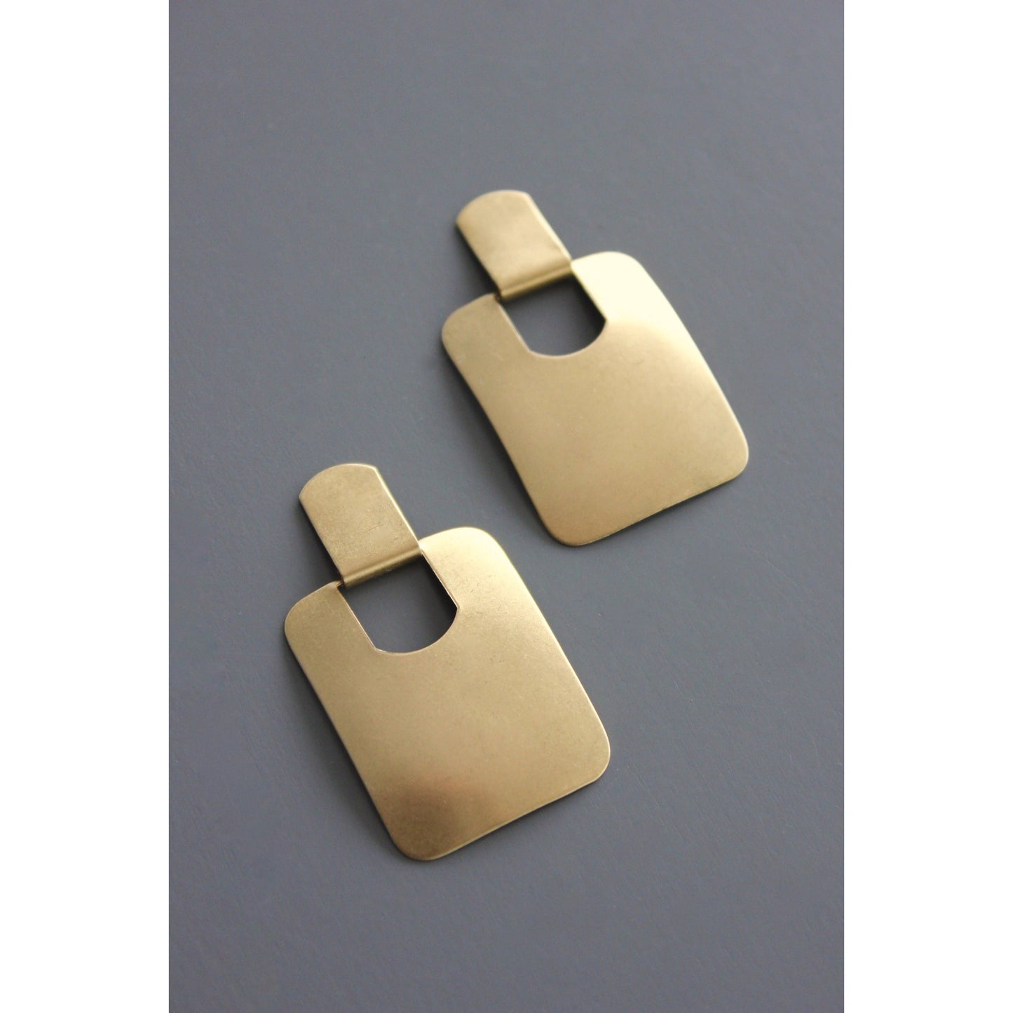 Geometric Square Brass Earrings