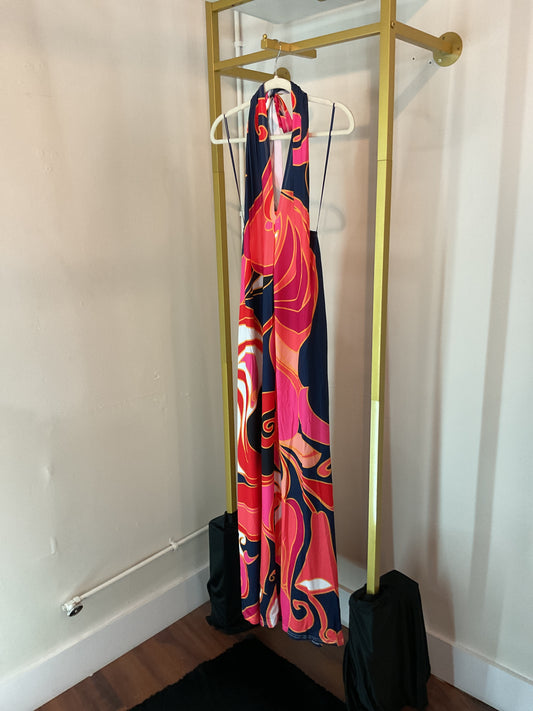 Pink Floral Halter Maxi