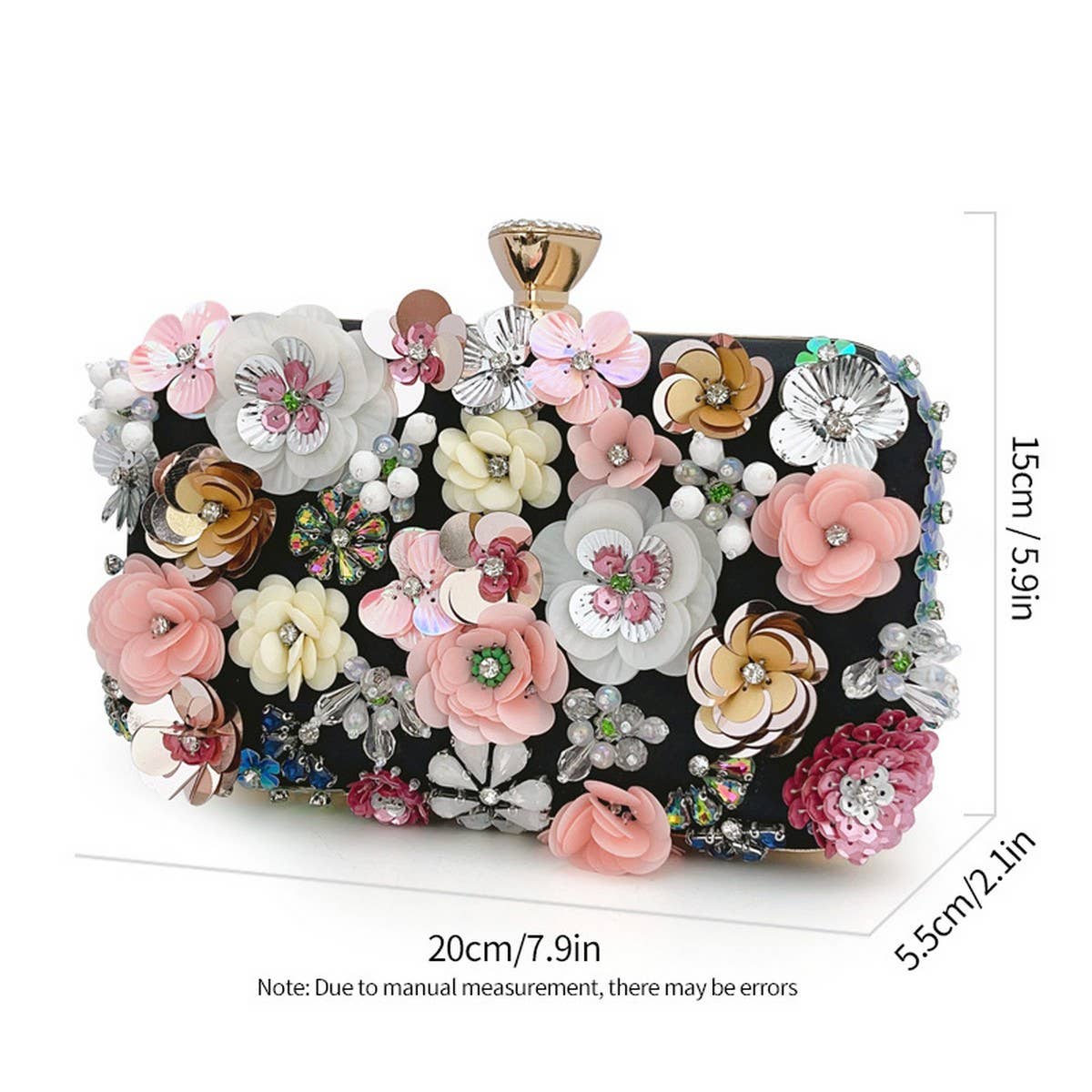 Black Flower Beaded Clutch