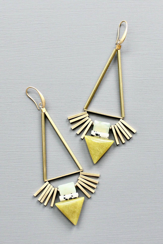 Dalmatian Jasper Geometric Earrings