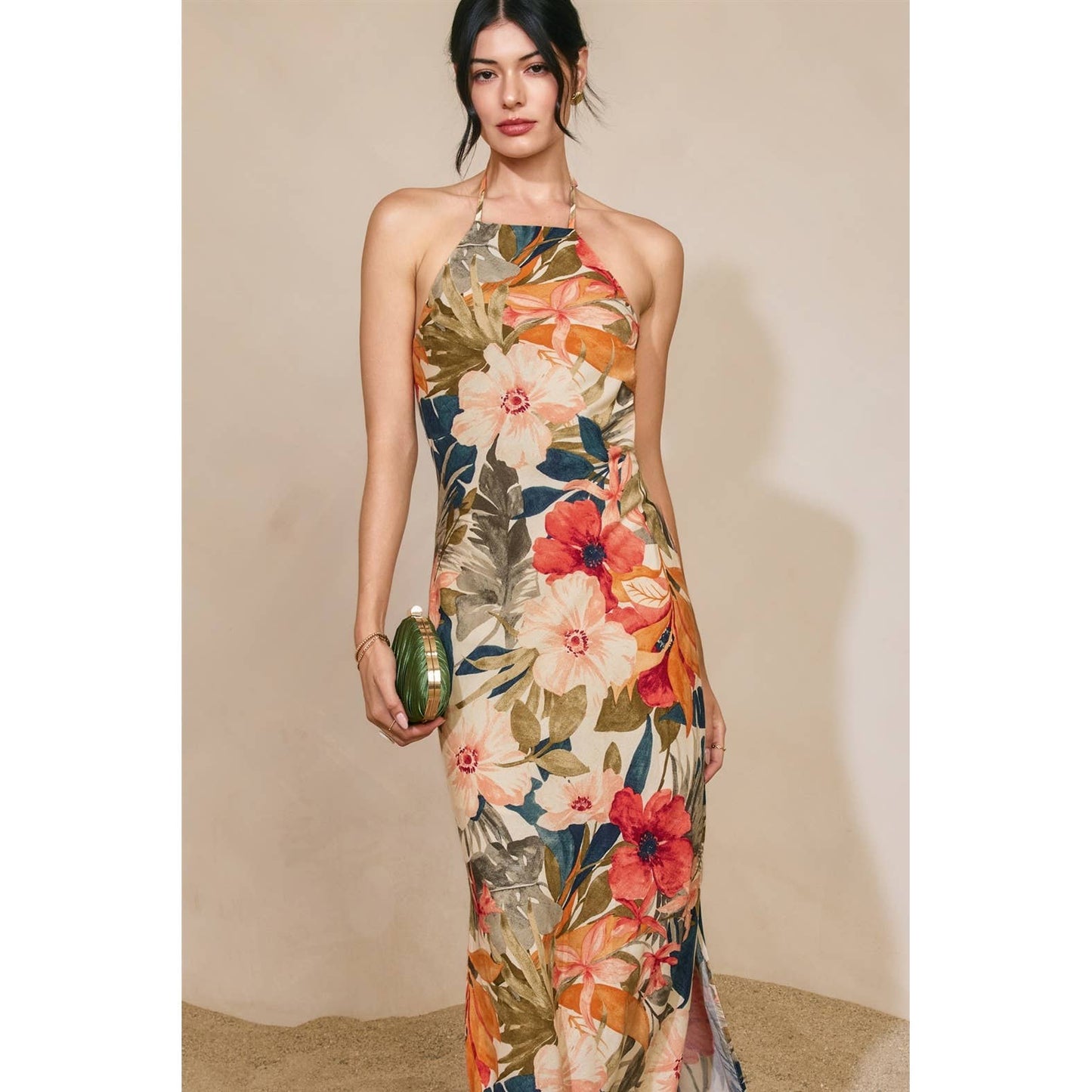 Floral Open Back Maxi Dress