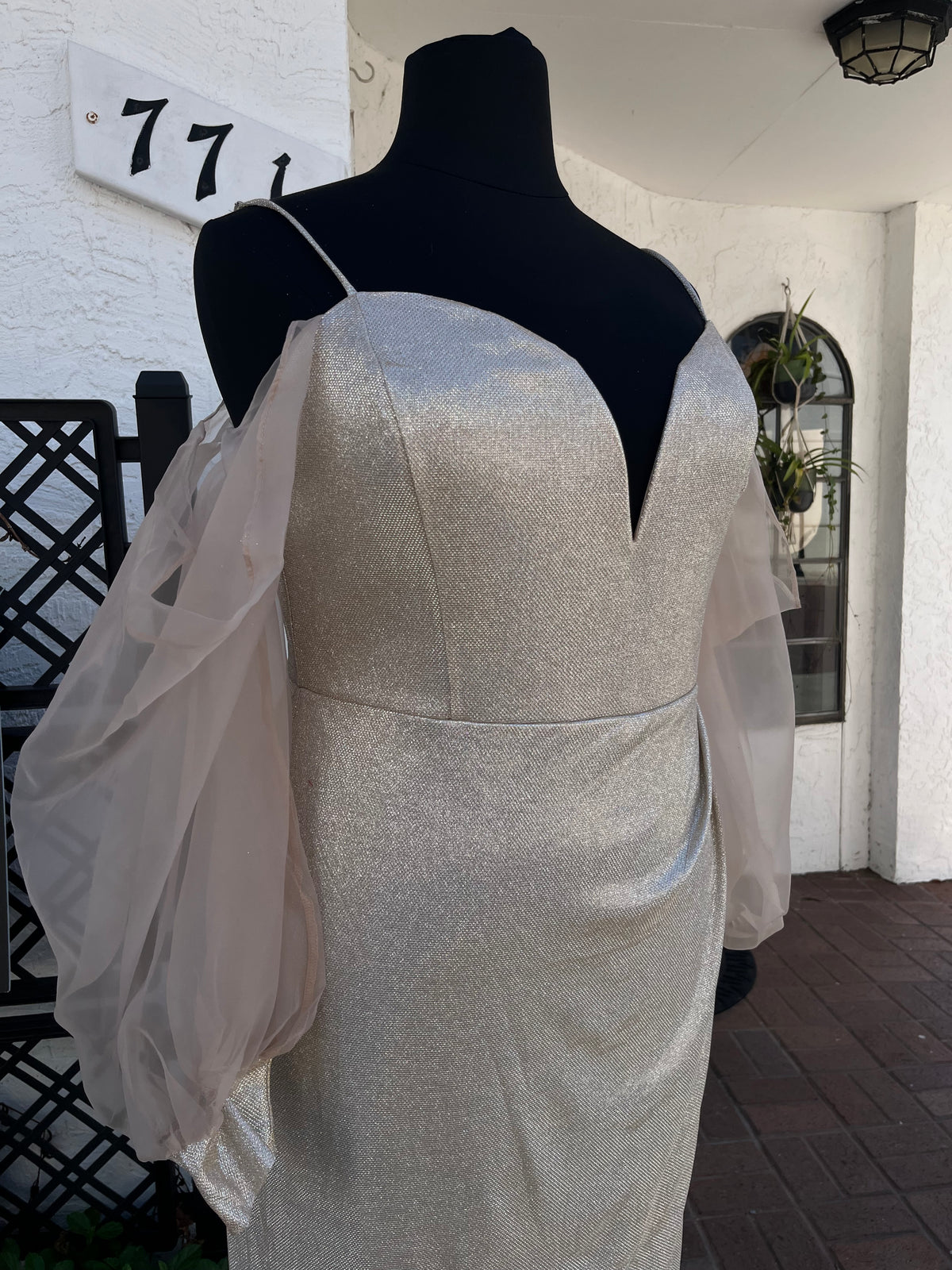 Plus Glitter Mesh Sleeve Formal
