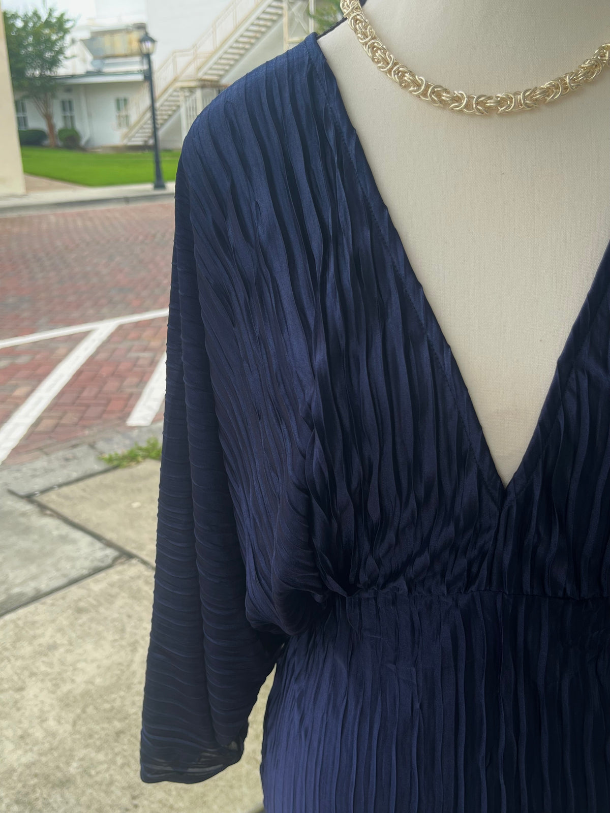 Navy Dress with Bell Sleeves
