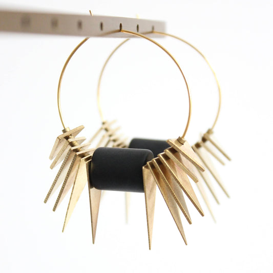 Black and Brass Geometric Earrings