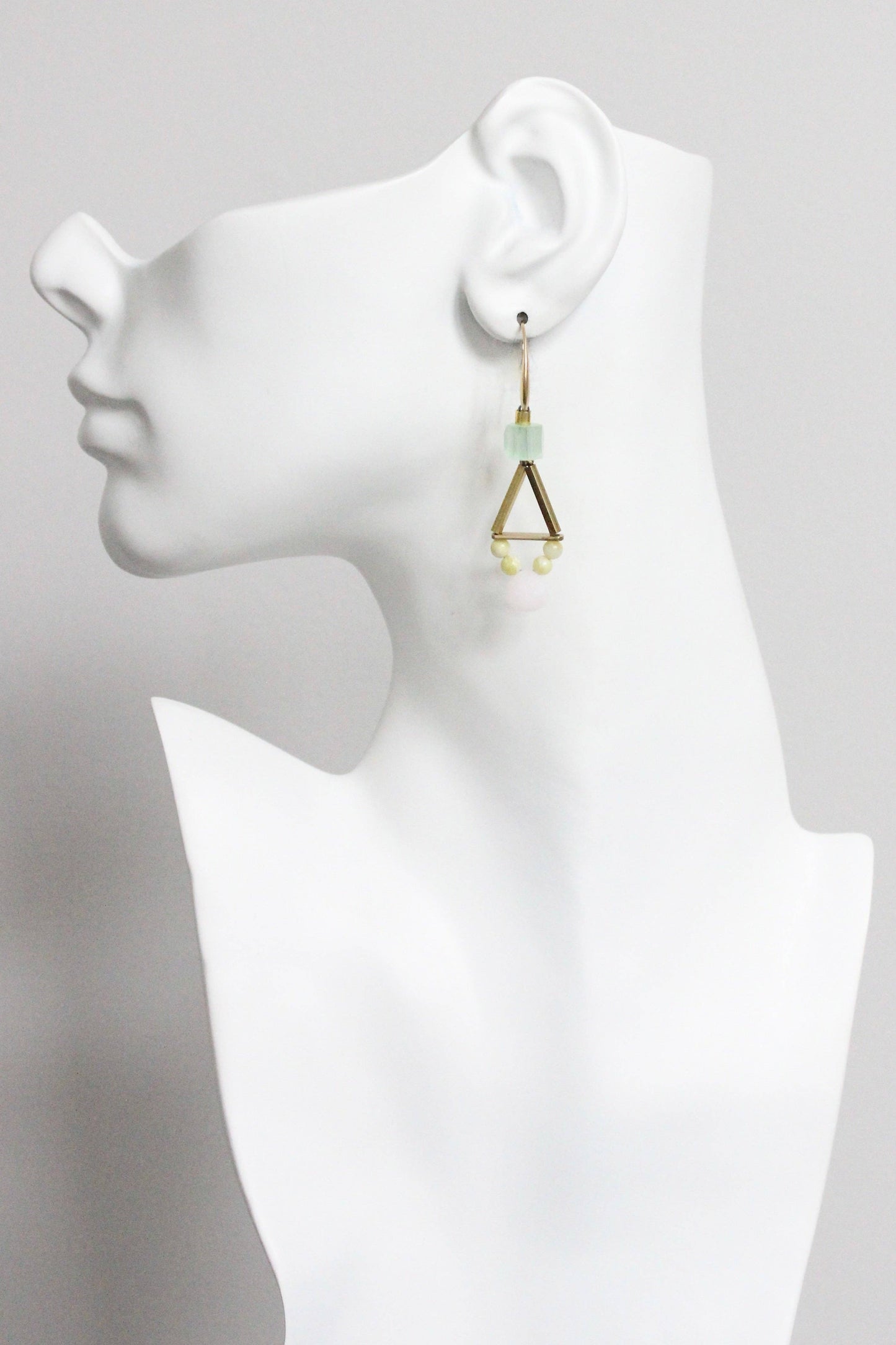 Pink and yellow geometric earrings
