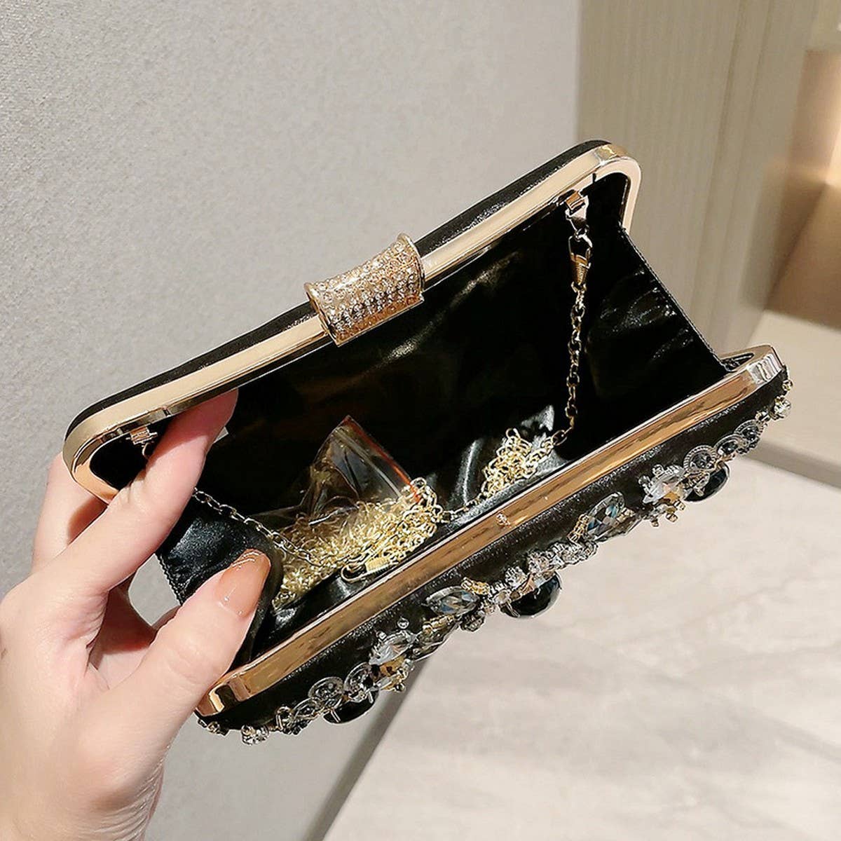 Black Beaded Clutch