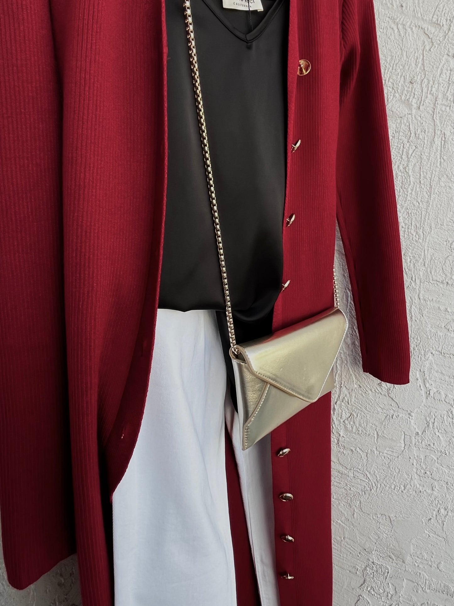 Deep Cranberry Button Sweater Dress