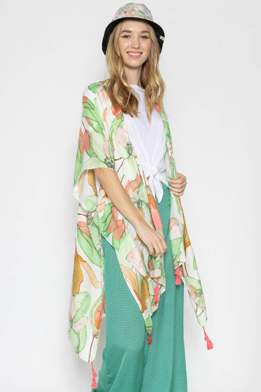 Colorful Floral Print Kimono