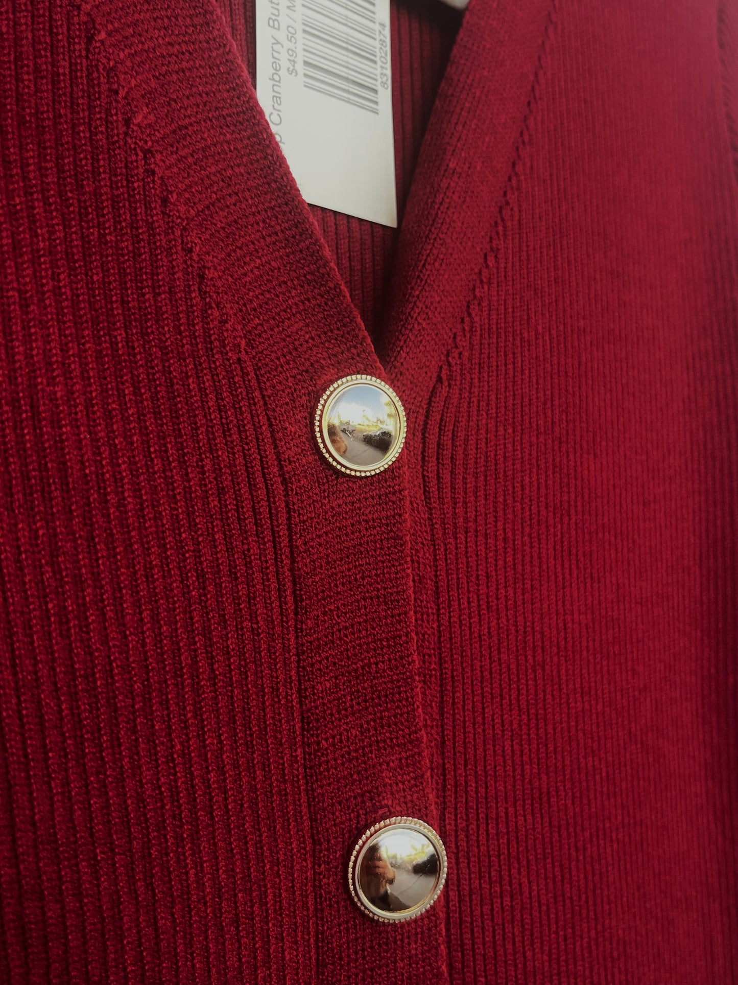 Deep Cranberry Button Sweater Dress