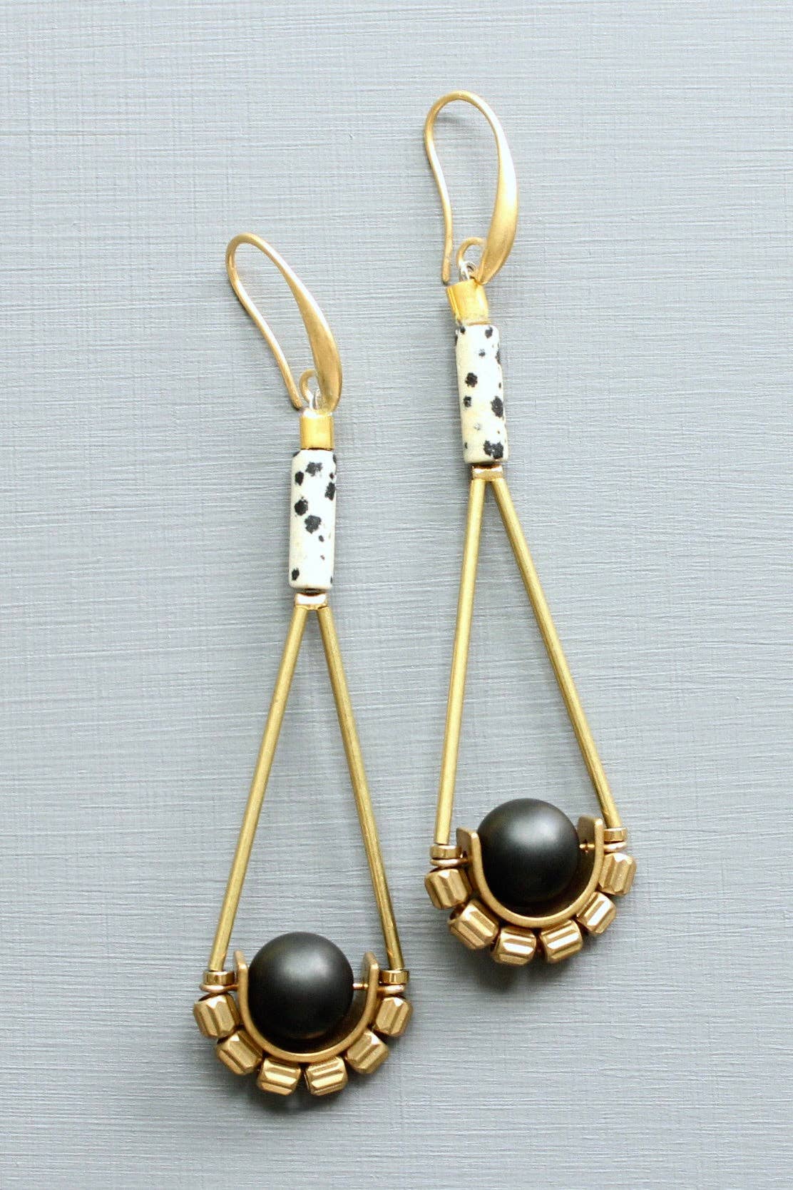 Dalmatian Jasper and Glass Earrings