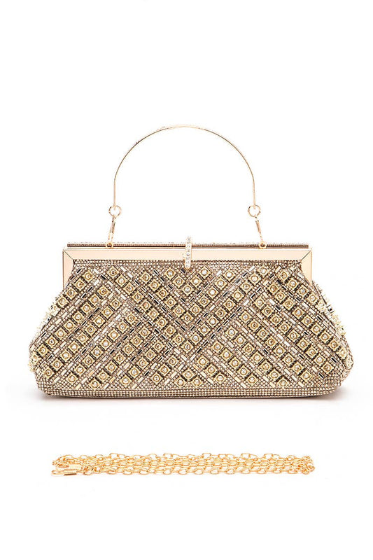 Rhinestone Iconic Top Handle Convertible Clutch Bag