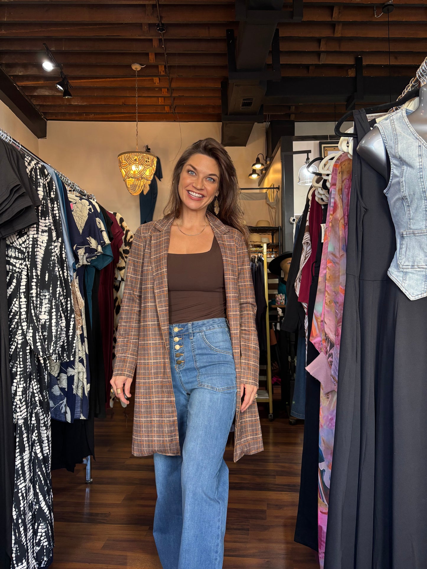 Wide Leg Button Jeans