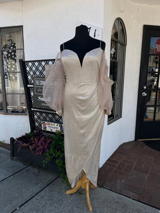 Plus Glitter Mesh Sleeve Formal