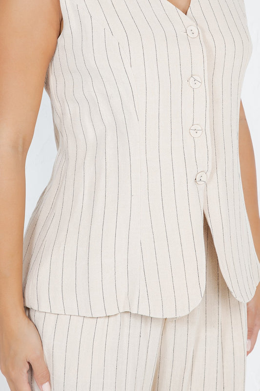 Beige Stripe Set - VEST ONLY