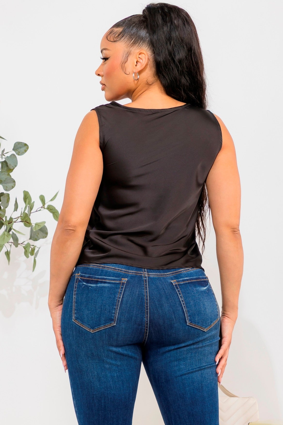 Sleeveless Satin Blouse