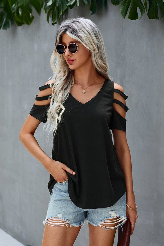 Black Cut Out Sleeve Top