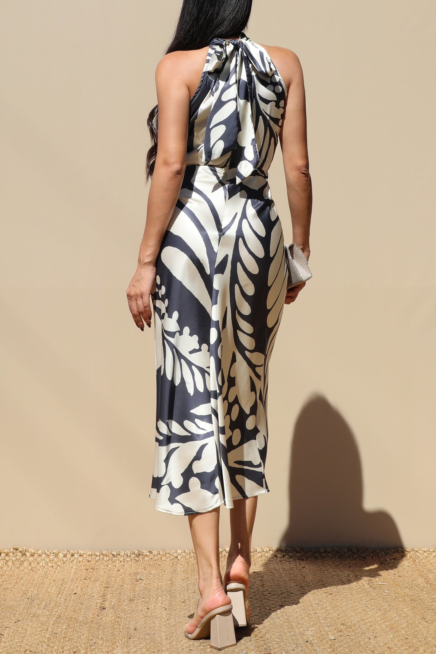 Mock Neck Satin Midi